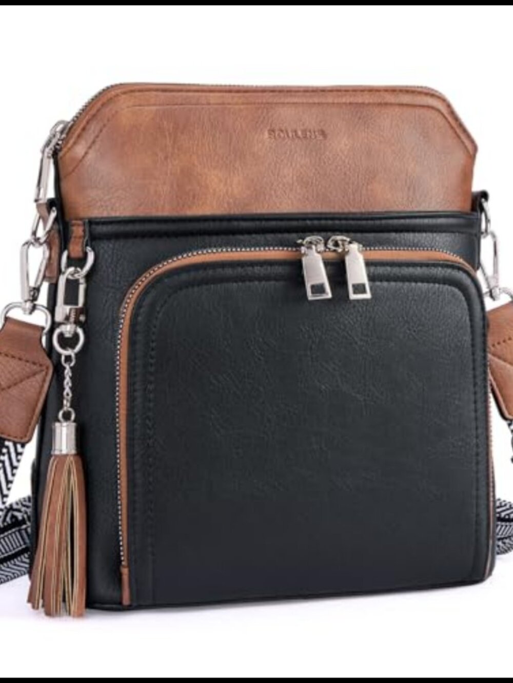 Vegan Leather Medium Crossbody Wallet Bag with Tassel RFID Travel Purse